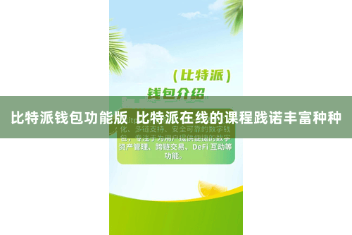 比特派钱包功能版  比特派在线的课程践诺丰富种种